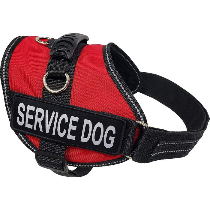 Шлея для собак ActiveDogs Air-Tech XL, Cordura, червона, з ручкою, ADA-картками та світловідбивними нашивками для сервісних собак (73,7-101,6 см)