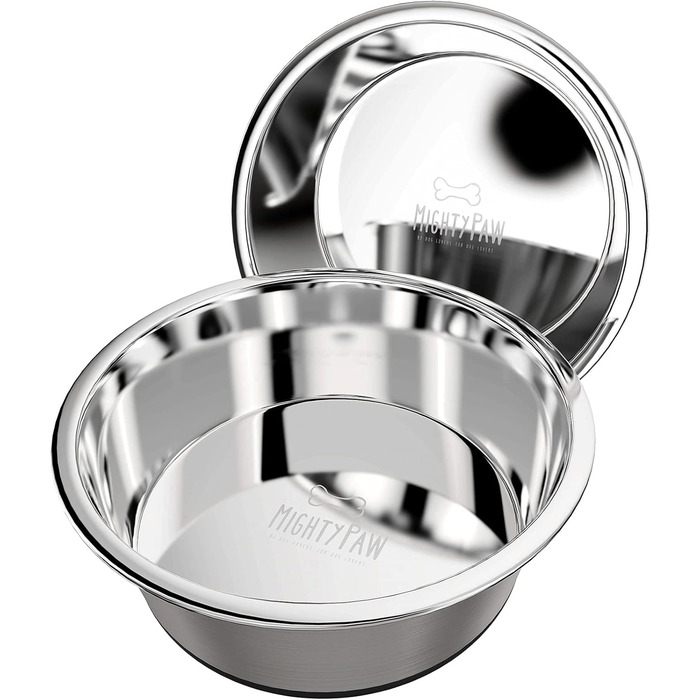 Mighty Paw миски для собак з нержавіючої сталі, 2 шт, нековзкі, захист від проливання, для води та корму, для великих і малих порід, можна мити в посудомийці