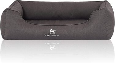 Ортопедичне водонепроникне ліжко для собак Knuffelwuff Leon з велюру, ручної роботи, розмір M-L, 85 x 63 см, антрацит. Знімний, пральний чохол. Підходить для великих, середніх та маленьких собак.