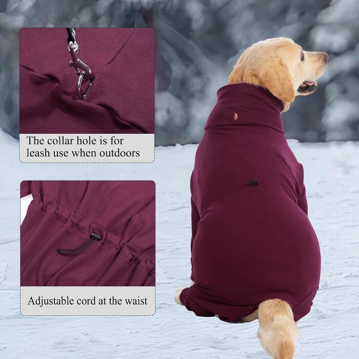 Теплий зимовий пуловер для собак з флісу, червоний, 3XL. Пуловер для собак середніх та великих порід. Зігріваючий зимовий одяг для собак з коміром-стійкою.