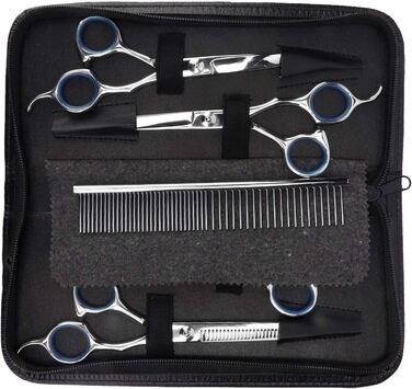 Набір професійних інструментів для грумінгу собак EVTSCAN: ножиці, триммер, ножиці з гребенем (6 шт)