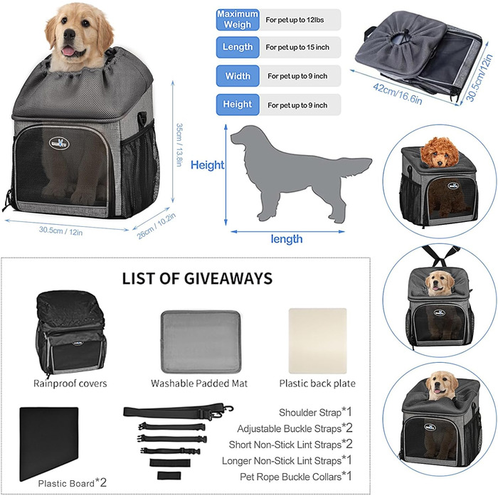 Велосумка для тварин Lixada: переноска-кошик для собак та котів, складна, з сіткою, для малих та середніх порід