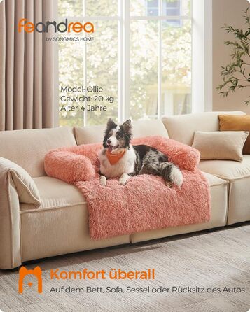 Ліжко для собак Feandrea FluffyHug, XL, 110x95x18 см, м'яка підстилка, захист дивану, рожевий колір