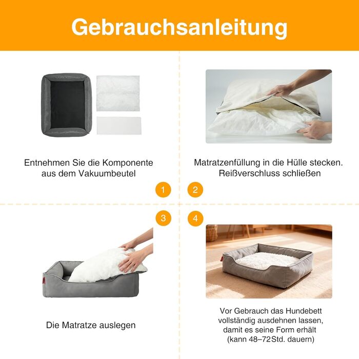 Лягу для собак середніх та великих порід Zedelmaier, 90х68х19 см: зносостійкий кошик, товсте ліжко, миється, водонепроникна, сірий колір.