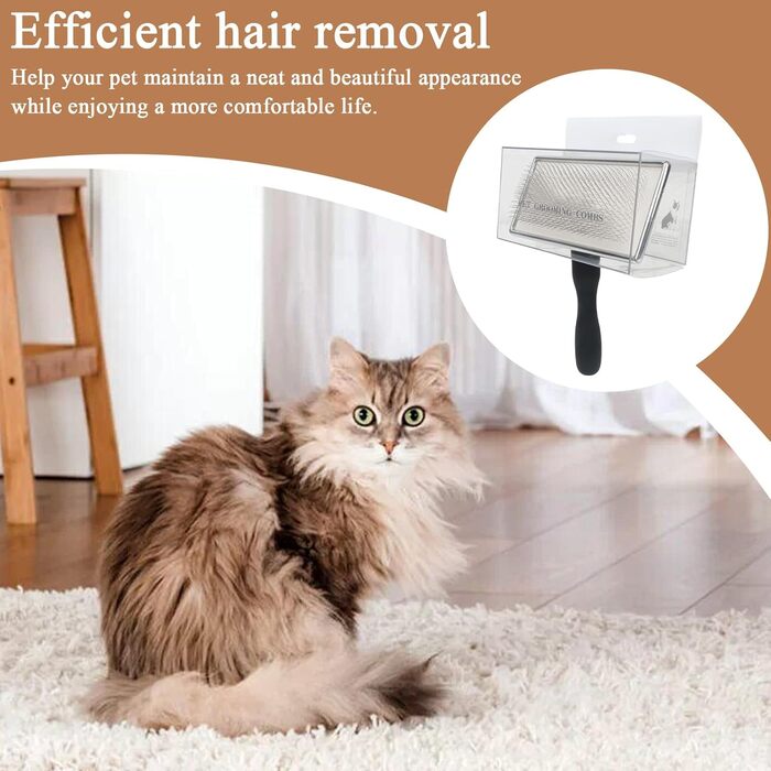 Щітка для собак та котів: видаляє підшерсток, масажна, з металевими щетинками