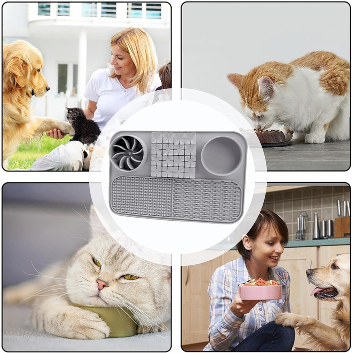 Силіконова килимок-іграшка для собак Licky Mat | Килимок для повільного годування собак | Килимок-нюхалка для цуценят Gray