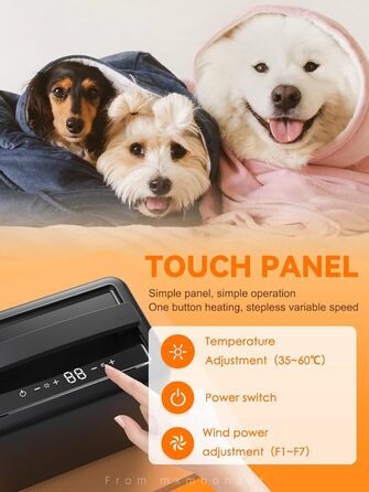 Набір для догляду за шерстю собак 3-в-1 Mxmoonant: пилосос, сушарка, триммер. Регулювання потужності та температури, 7 насадок, сумка для зберігання та рушник