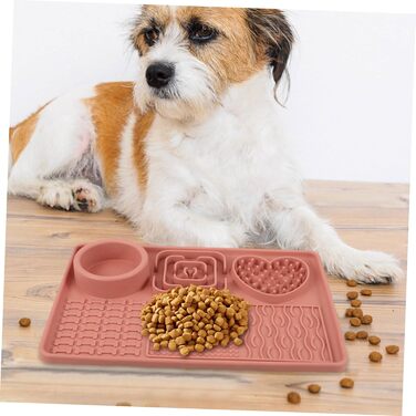 Килимок для годування собак та котів з присосками, нековзний, для повільного годування, рожевий, велика місткість