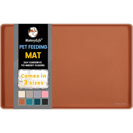 MateeyLife силіконова підстилка для корму і води для собак, 61 x 40,6 x 1,5 см, коричнева, водонепроникна, не ковзає, з піднятими краями для захисту підлоги