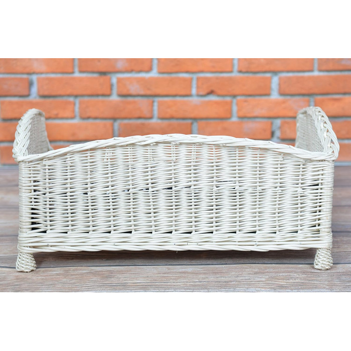 Корзина-ліжко для собак та котів з плетіння лози з м'яким лежаком (74x52x39 см, чорний)