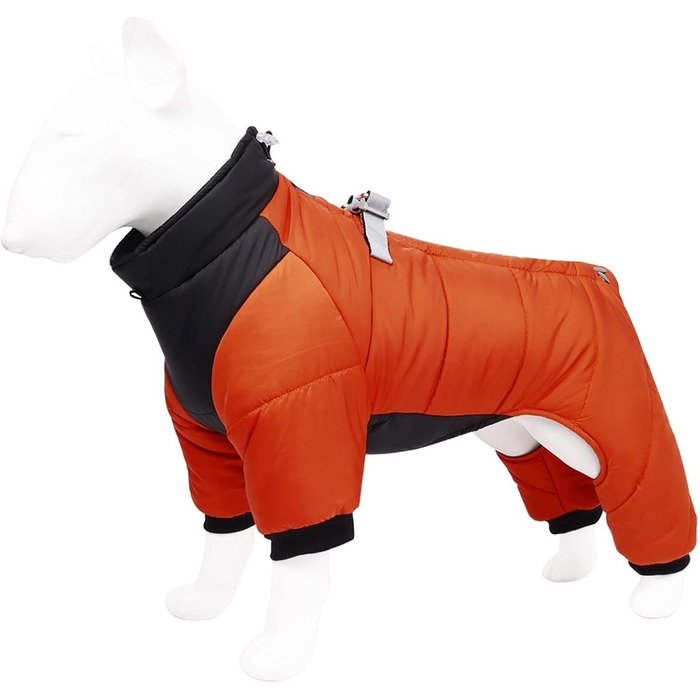 Теплий флісовий зимовий одяг для собак з отвором для шлейки, водонепроникна куртка для маленьких, середніх та великих собак (M, X-Large, Orange)