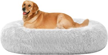 Ортопедичне ліжко для собак, круглий лежак, софа для котів та собак, м'який кошик, можна прати, діаметр 100 см, сірий колір, розмір 100 x 100 x 20 см