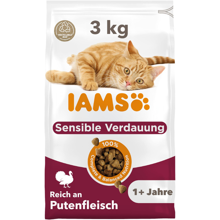Сухий корм для котів IAMS Sensible Digestion з індичкою для чутливого травлення, 10 кг