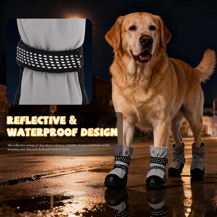 Зимові чоботи для собак BWBIKE: захист від ковзання на льоду, дощі та снігу. Чоботи з гумовою підошвою, сірі, розмір 5