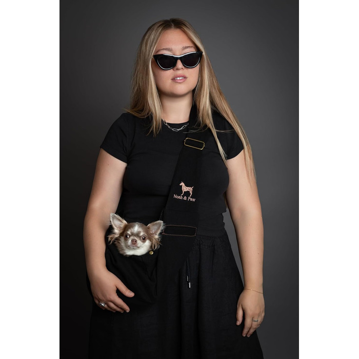 Трасик для собак Noah & Paw: переноска для маленьких собак до 5 кг, преміум денім, регульований ремінь, м'яке хутро, подвійний захист