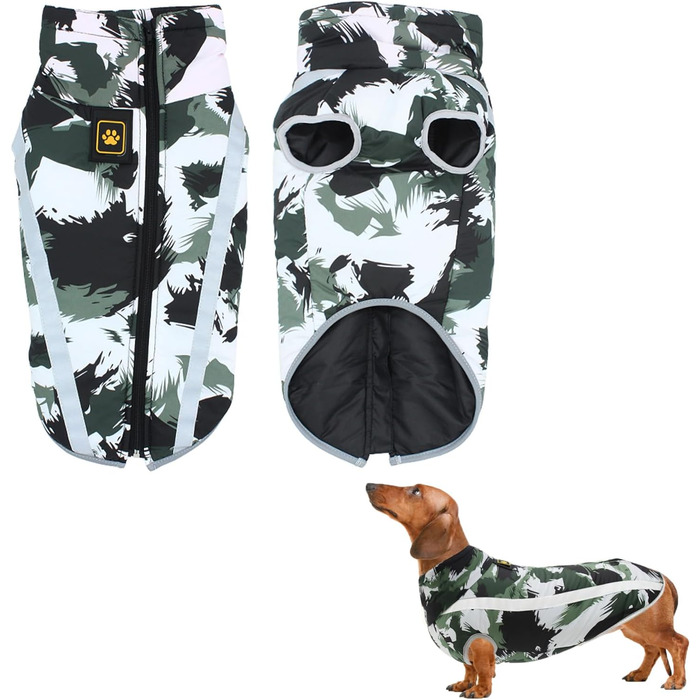 Водонепроникний собачий теплий зимовий плащ/жилет для собак. З обладнанням, світловідбиваючими смугами. Середній/великий розмір. Вітро- та снігозахисний. Кольори: білий/чорний. Розмір 3XL.