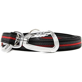 Регульований повідок для собак Twinkys Dog Style, прогумований, 20 мм, 3 м, чорний/червоний, з карабіном безпеки
