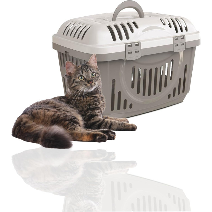 Транспортна переноска для котів Rohrschneider (сіра, велика) з ручкою