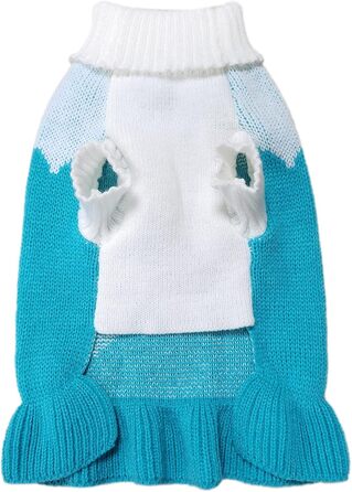 Пуловер для собак CHBORCHICEN, класичний в'язаний пуловер з коміром-горловиною, теплий зимовий одяг для цуценят, милий пуловер з малюнком 'полуниця' та 'серце' (M, Dress-Red1), сукня, небесно-блакитний (Small)
