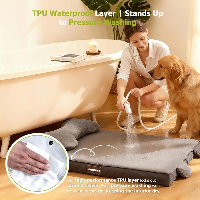 Ортопедичне ліжко для собак з знімною подушкою для голови, миється, ліжко для тварин з піною у формі яєчної коробки, водонепроникне ліжко для собак з подушкою для підтримки голови та суглобів, середній розмір: 76 см (Д) x 51 см (Ш) x 18 см (В), сірий колі