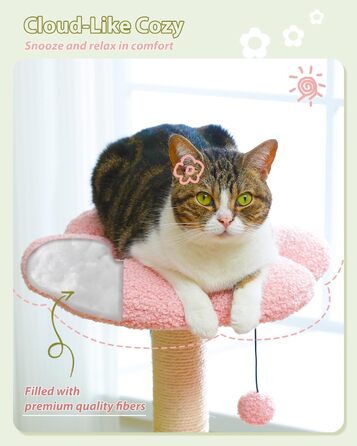 Котячий комплекс MUTTROS 88,9 см з металевим каркасом, гамаком та когтеточкою, рожевий, для маленьких домашніх котів