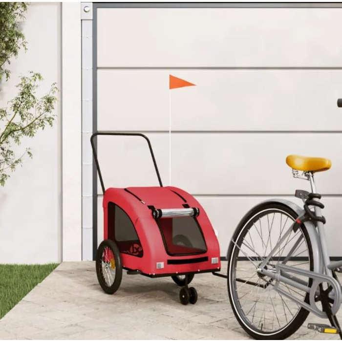 Фаркоп для велосипеда для собак: Велосипедна причеп для собак до 45 кг, Червоний, Оксфордська тканина та залізо
