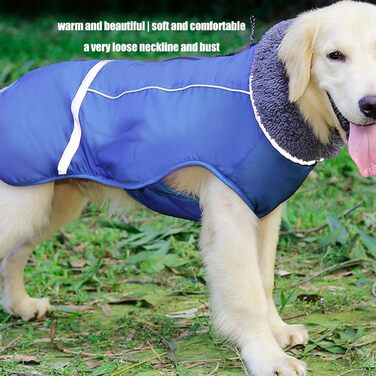 Зимовий теплий одяг для собак, куртка для собак, плюшевий нашийник з нейлону для маленьких та середніх собак з світловідбиваючим дизайном (Блакитний, XL)