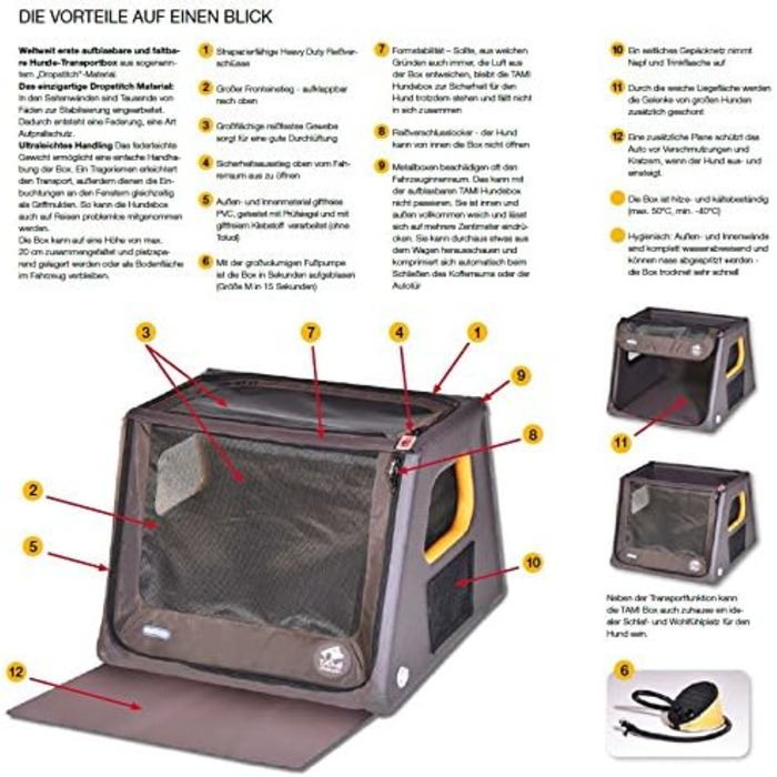 Транспортна переноска для собак Tami Backseat XS: переноска-клітка для автомобіля, автотранспортна коробка для собак, переноска для собак