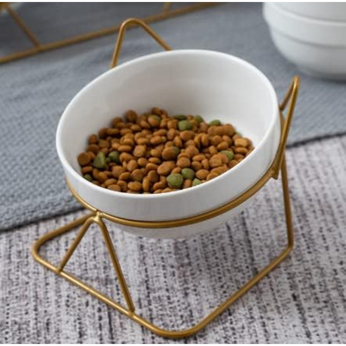 Керамічна годівниця для котів Anseom з підставкою, подвійна/одинарна миска