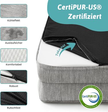 Ортопедичне ліжко для собак COZY KISS XL, 107x76x18 см - ліжко для великих собак з яйцеподібною піною та знімним чохлом