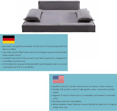 Ортопедичне ліжко для собак HomeConic середнього розміру - м'яке диван-ліжко з Memory Foam, зручне місце для сну, ліжко для собак та котів, сірого кольору