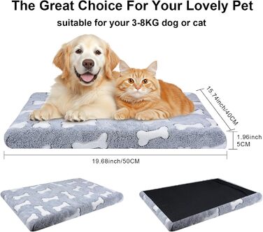 Килимок для собак Qoosea з Memory Foam, 50х40 см, сірий. Килимок для котів та собак середніх порід, миючий, з антиковзною основою