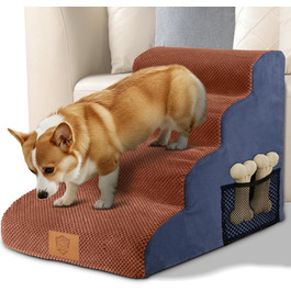 Сходинки для собак та котів: 4-ступенева переносна драбинка з високощільних матеріалів, коричнева