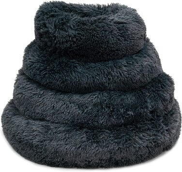 Кругле плюшеве ліжко-пончик Fur & Bone для котів та собак, самонагрівальне, 70 см, темно-сірий