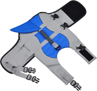 Жилет для плавання собак, жилет для початківців, регульована шлейка та рятувальний ручка (Hai, M)