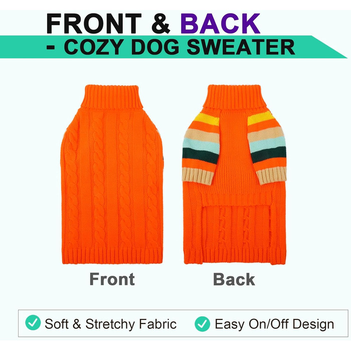 Теплий зимовий пуловер для собак великих порід (Лабрадор, Голден Ретривер), оранжевий, XL