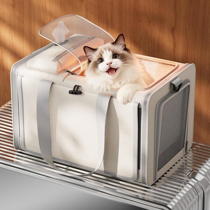 Транспортна сумка для собак та котів, переноска для цуценят, кремового кольору. Ідеально для подорожей, прогулянок та кемпінгу