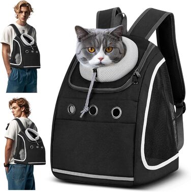 Рюкзак-переноска для тварин ALLSOPETS, дихаючий, для подорожей, для великих котів і малих собак, карбоново-чорний