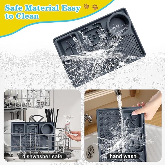 Шлека для собак Cooltto з лопаткою та нержавіючою чашею, силіконова підкладка з присосками для догляду за шерстю, купання та обрізки кігтів. Модель C & B (темно-сірий)