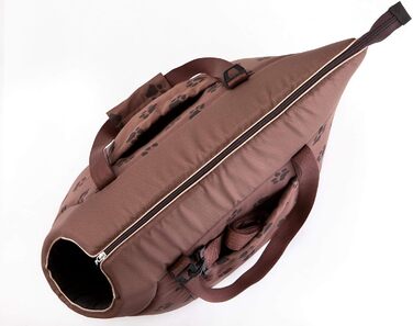 Сумка-переноска для собак та котів, розмір S/L, світло-коричнева з лапками