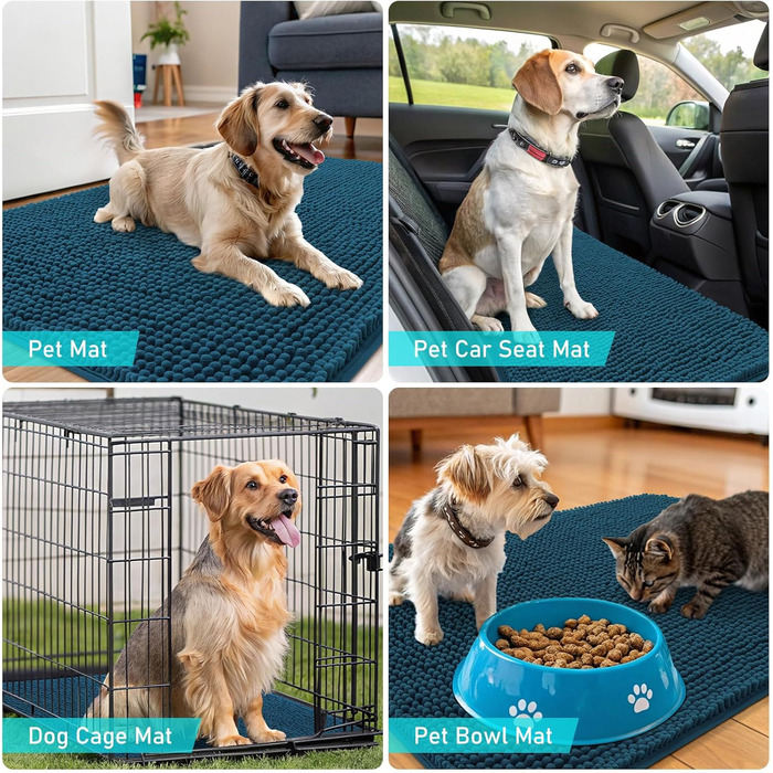 Набір килимків для собак OLANLY, 4 шт., 76,2 x 50,8 см, швидковисихаючі, вологопоглинаючі, антиковзні, миючі. Килимки з джерсі для собак, блакитний Атлантика