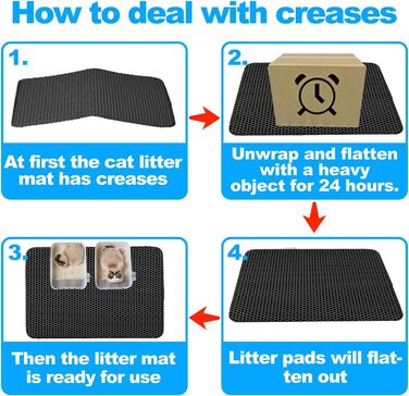 Килимок для котячого туалету 90x60 см, двошаровий, неслизький, з дизайном стільових сот, EVA матеріал (чорний)