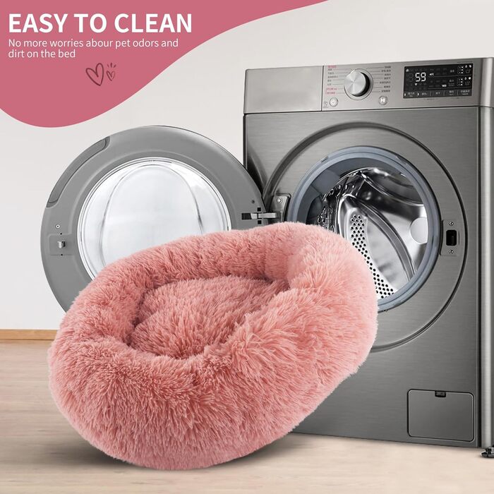 Кругле ліжко для собак та котів BVAGSS, м'яке, пухнасте, діаметр 60 см, колір Bean Paste