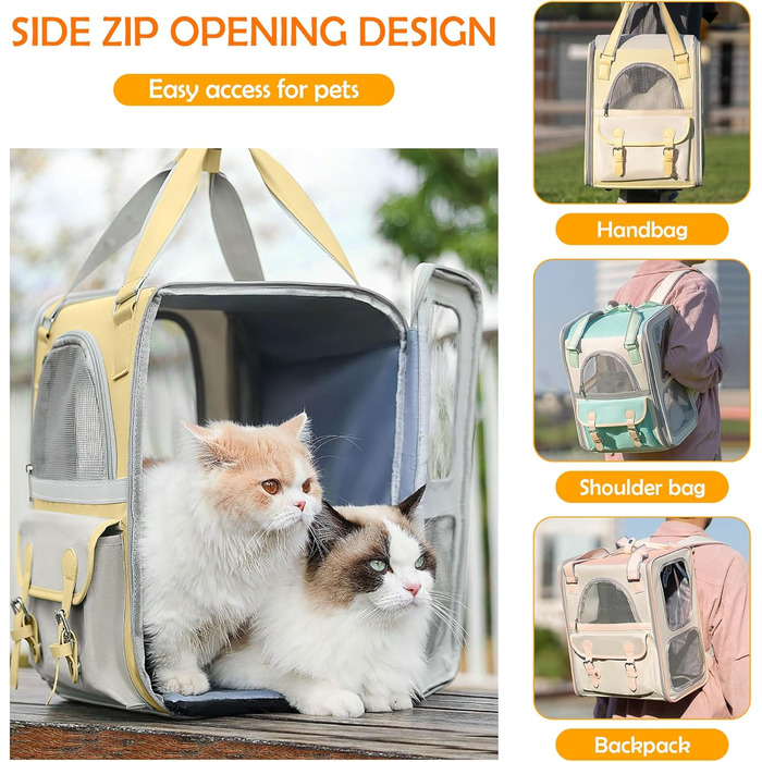 Рюкзак для тварин ALLSOPETS з сітчастим вікном: зручний та дихаючий для котів та собак, ідеальний для подорожей та прогулянок (жовтий)