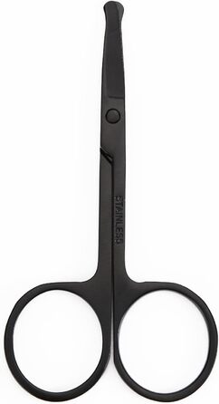 Професійна фeльшерська ножиці для собак та котів EWANTO - безпечна, з округлою кінчик, для грумінгу обличчя та лап. Чорний колір, нержавіюча сталь