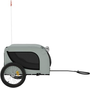 Причіп для собак Tidyard: міцний та безпечний (45 кг), з відбивачами та прапором, Oxford-тканина та метал (сірий та чорний)