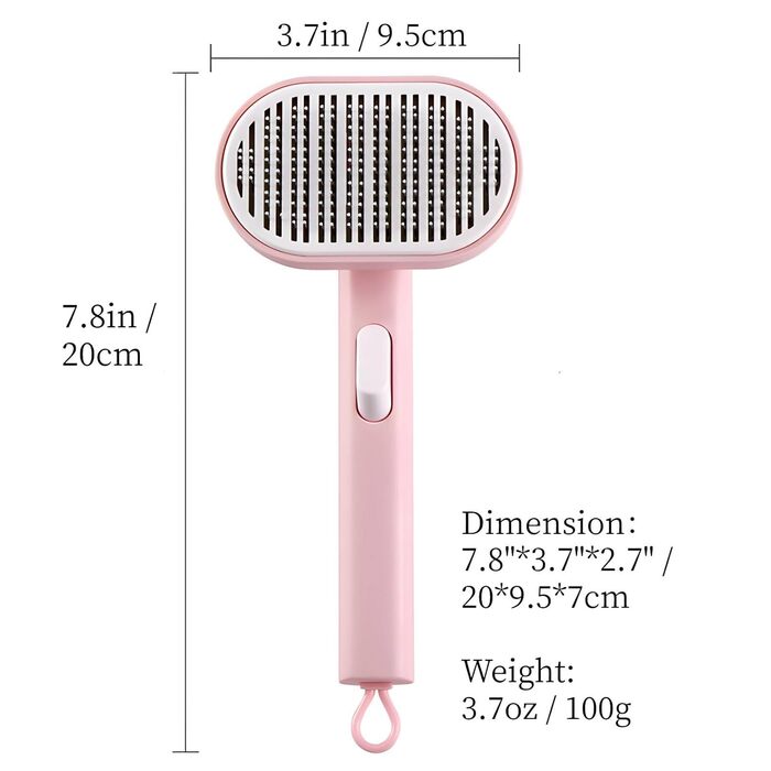 Самоочищувана щітка для котів та собак з підшерстком. Рожева, для довгої та короткої шерсті. Легка у використанні