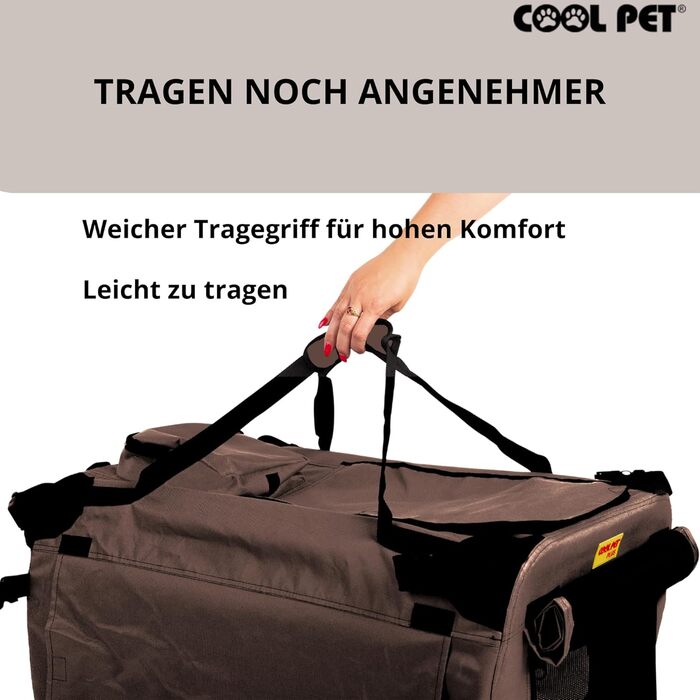 Переносна складана переносна коробка для собак 91х64х64 см, 2XL (колір: коричневий)