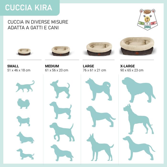 Кіжувал для собак та котів Kira Small – знімний, м'який, неслизький, машинне прання, 51x46x18 см, бежевий