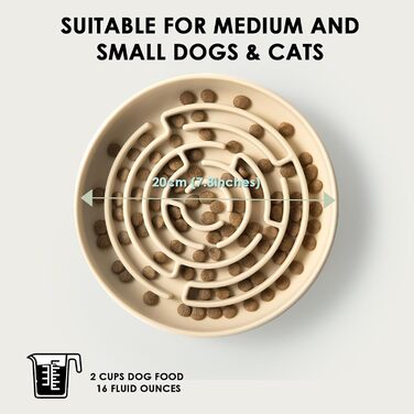 Повільний годівник для собак, миска з силікону з присоском, антизадушливий дизайн, підходить для малих та середніх собак (Бежевий)